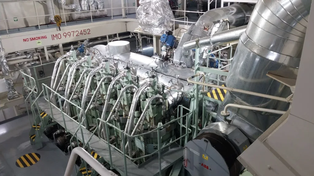 Machinery and Electric Survey of vessel engine room systems, showcasing complex mechanical and electrical equipment for safety and reliability inspection.